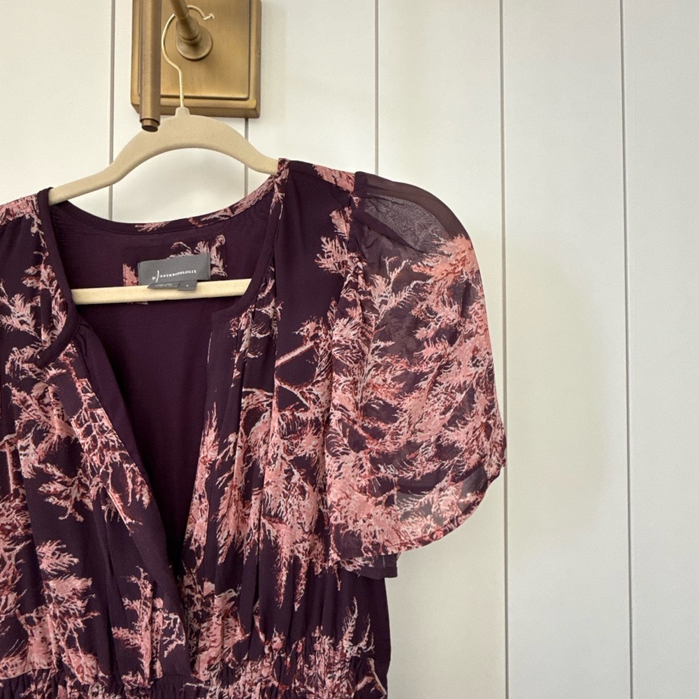 NWOT! Anthropologie Somerset Maxi Dress: Chiffon Edition Crimson Purple Small - Picture 5 of 8